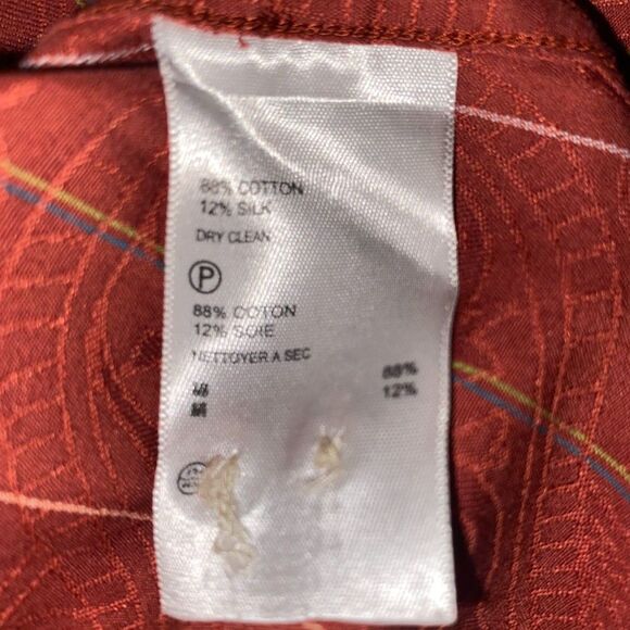 Tommy Bahama Button Down Shirt Long Sleeve Silk Cotton Paisley Rust Mens Large - Picture 4 of 6